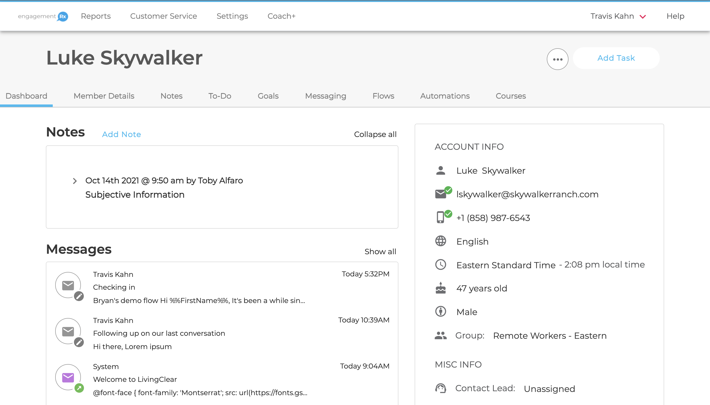 screenshot of Engagement Rx